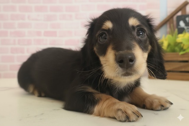 長崎県のミニチュアダックスフンド(ロング) (Coo&RIKU長崎佐世保店/2025年9月12日生まれ/女の子/ブラックタン)の子犬の2枚目の画像